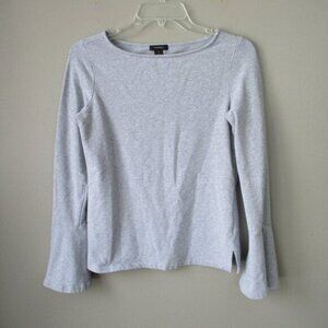 Womens Halogen Gray Pullover Sweatshirt with flair sleeves Size Small